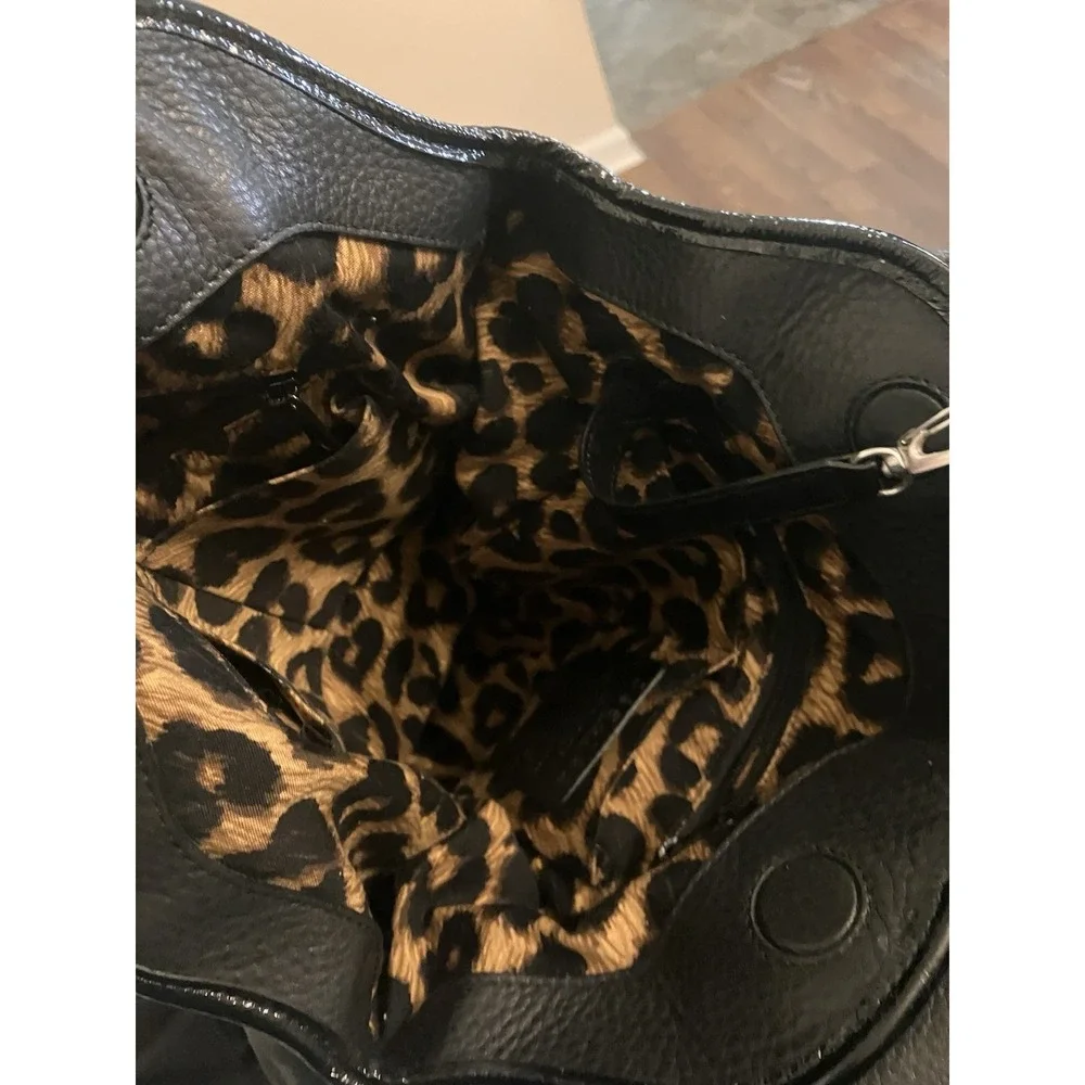 Brighton Purse Black‎ Pebbled Pleated Shoulder Bag Silver Large